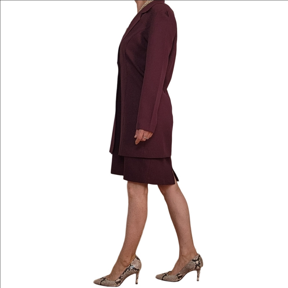 Vintage Blazer and Dress Set Plum color Collared blazer Shift dress Tailored fit - Picture 6 of 16